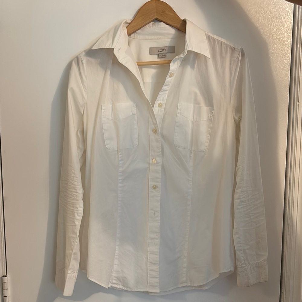 LOFT Crisp White Collared Shirt